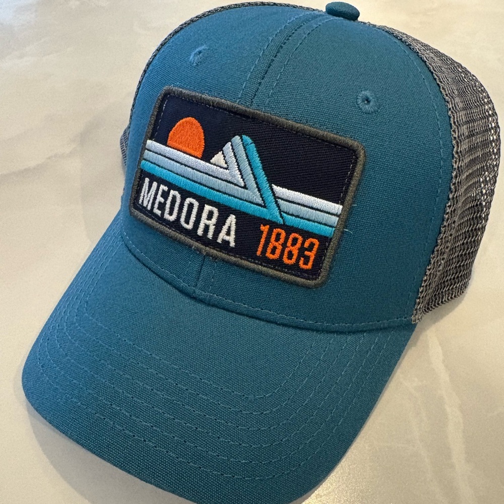 Legacy Structured 6-Panel Trucker Hat Blue Mid-Profile  Medora 1883